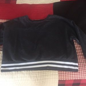 Grey and white striped cropped sweatshirt